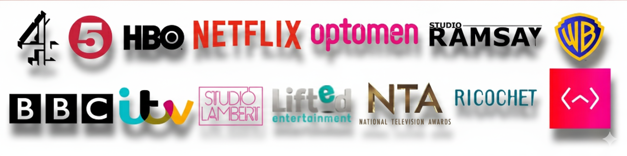 Logos of broadcasters including BBC, ITV, Channel 4, and HBO